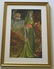 Antique Surrealist Surrealism Painting Portrait Skeleton Skull Don Griffith Rare