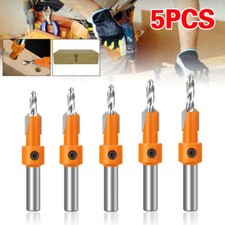 5PCS 8mm Screw Hex Drill Holes Pilot Shank Bit HSS Woodworking Countersink Set