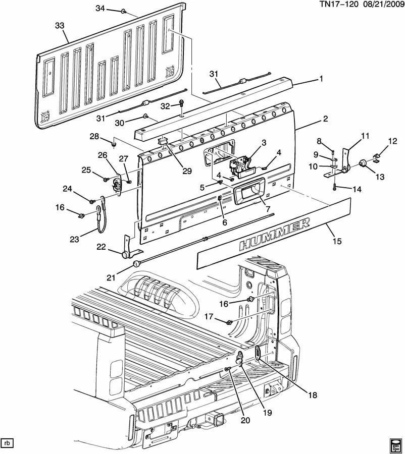 Revestimiento de puerta trasera Hummer H3T 2009-2010 nuevo OEM 94736925 94734549 94735533 94703715 Foto 4 de 4