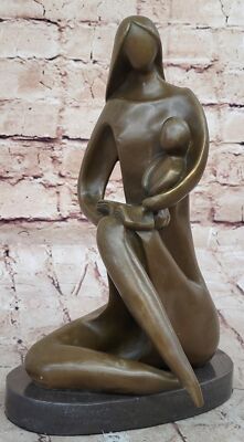 Bronze Mother and Baby Child Statue Mom Baby Shower Gift Abstract Modern Nude