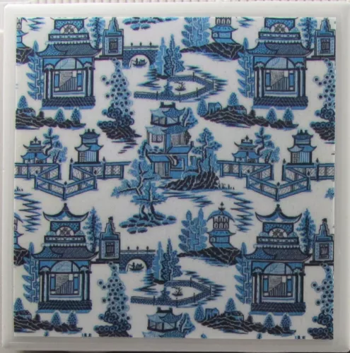 Ceramic Tile Coaster - Blue Willow - Set of 1  (Buy 3 Sets  Get 1 Set Free)  1 D