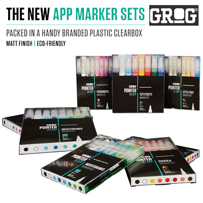 Grog Aqua Paint gemischte Marker 8er-Packung - mehrere Farben/Größe Pointer Kunst Bündel Set