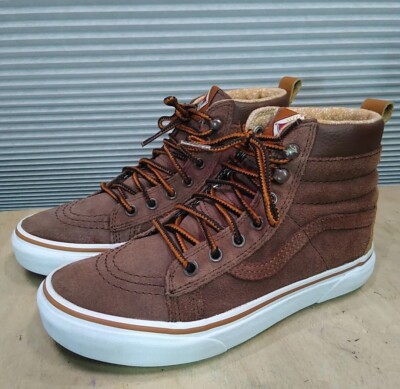 VANS SK8 Hi Sneakers Leather Suede Brown Tan kids Size