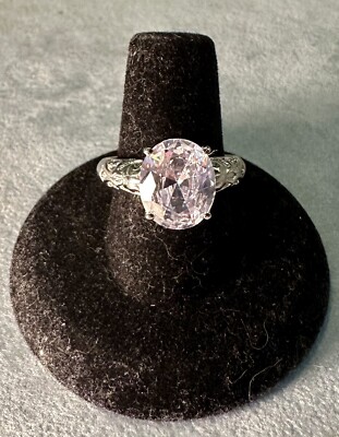 Karis CZ Solitaire Ring in Platinum Bond 8ctw Size 8