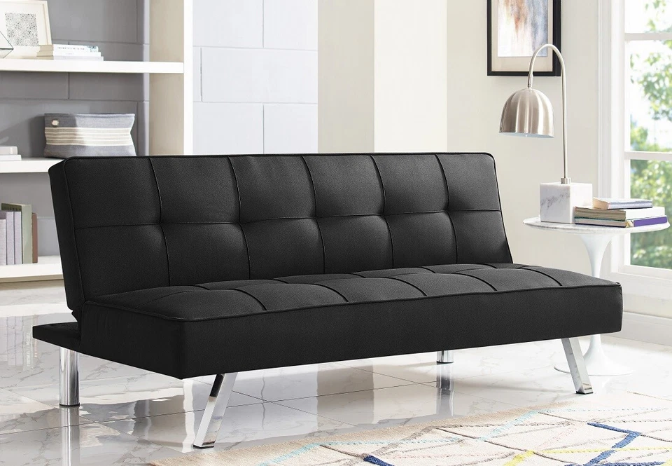 Futon Sofa Bed Sleeper Convertible Couch 3 Seat Foldable Full Size With Mattress - Image 2 of 4