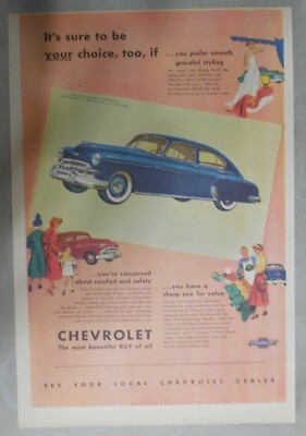 Chevrolet Car Ad: It's Sure To Be Your Choice ! from 1949 Size: 11 x 15 inches