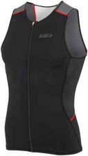 Louis Garneau Men's Tri Comp Sleeveless Jersey Triathlon Top Medium Blk Gray Red