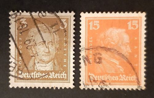 Francobolli Germania Reich Goethe 3p Kant 15p 1926 1927 - Afbeelding 1 van 2