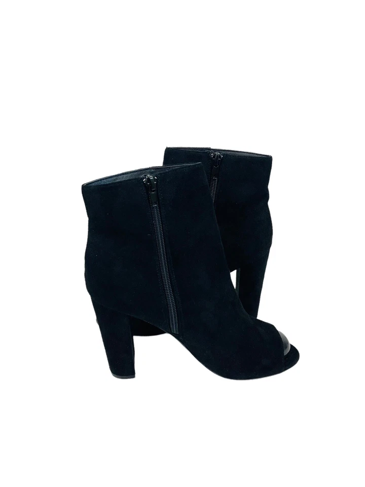 Botines Wild Diva Lounge para mujer punta abierta tacón bloque cremallera lateral gamuza negros talla 8 Foto 4 de 4