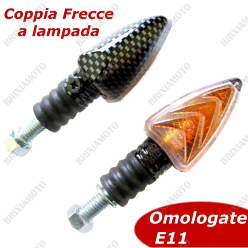 Paire de mini clignotant One Arrow carbone pour moto / ampoule BA9S 12V 21W Neuf