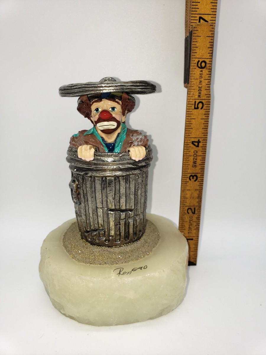 Jerry Kerns & Ron Lee 動物の置物 Ron Lee In Over My Head Trash Can Sam Clown Sculpture Limited