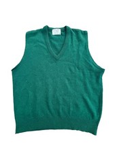 Vintage Lord Jeff Lamb Sweater Vest Mens XL Virgin Lambs wool Green Made in USA