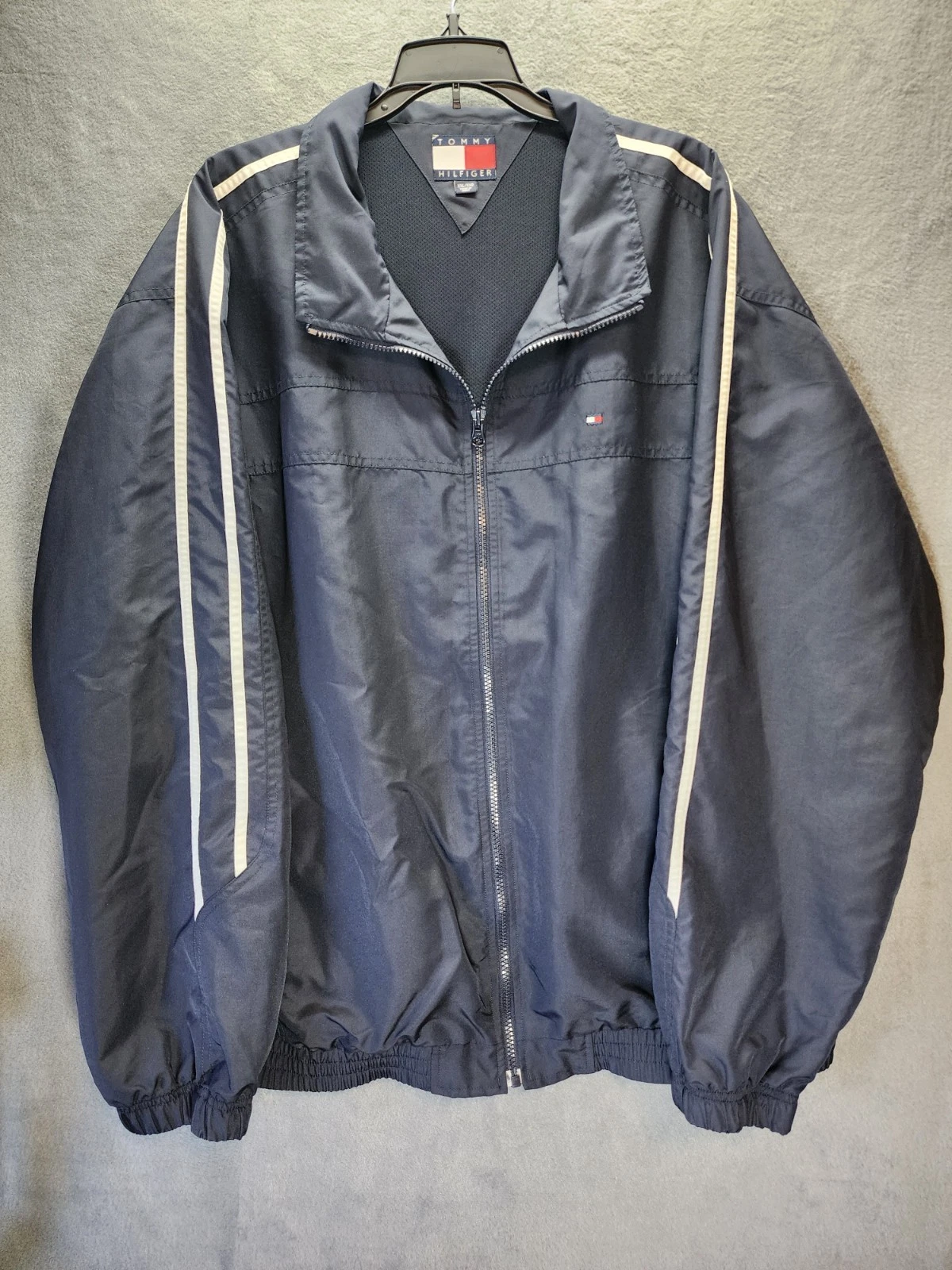 Tommy Hilfiger Jacket Mens XXL Blue Nylon Windbreaker Performance Full Zip