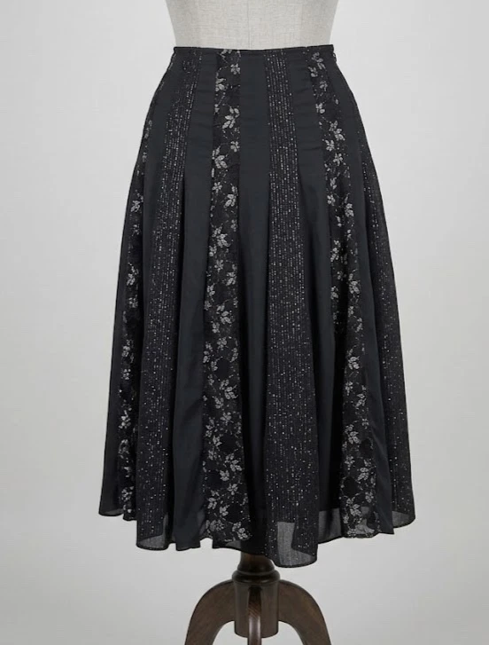 Per Una Collezione M&S Midi Skirt Black Metallic Panelled Flared Women’s UK12
