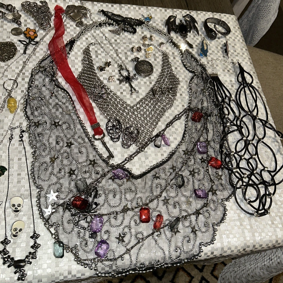Rock Punk Gothic Jewelry: Necklace-Bracelet-pins-Earrings Etc - Image 2 of 4