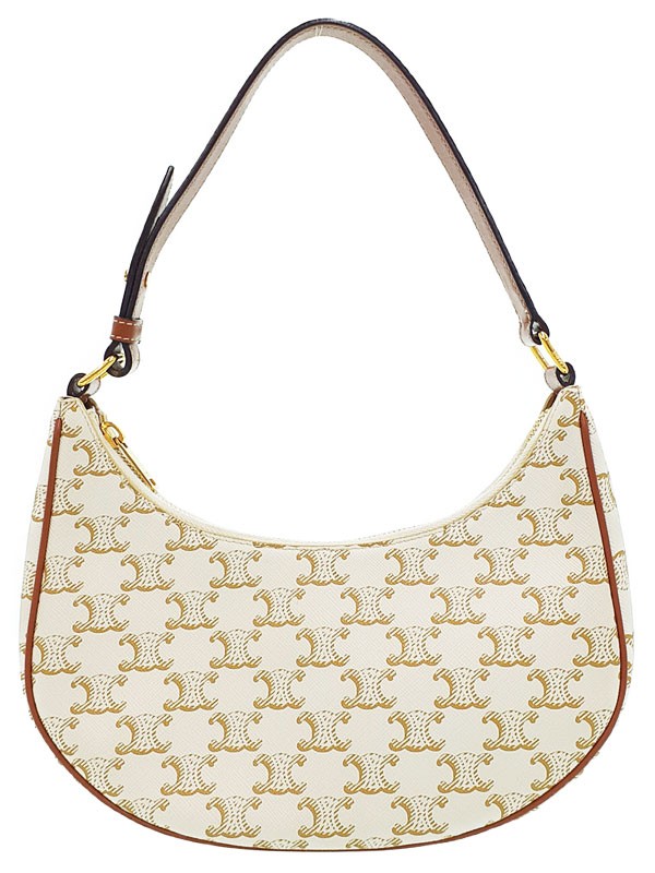 Celine Triomphe Canvas Ava 193952 Coated Canvas White / Brown Handbag #TB926