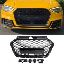 Schwarz Kühlergrill Wabengrill mit ACC Für Audi A3 8V Facelift 2016-20 nicht RS3