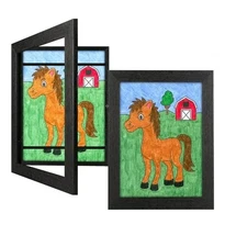 2 Pack 8.5x11 Kids Changeable Art Frames Rustic Black, Vertical Or Horizontal 