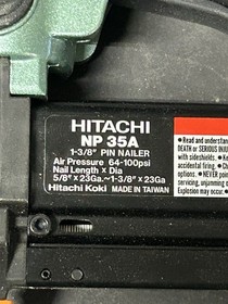 Hitachi NP35A 23-Gauge 1-3/8" Pneumatic Pin Nailer with Case - EXCELLENT COND.