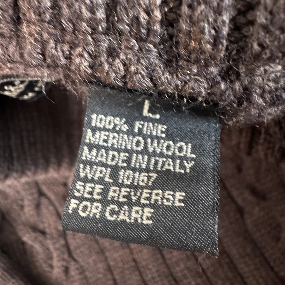 Suéter de Lana Merino Joseph & Lyman Para Hombre Grande Marrón Pullover Cuello Simulado Cremallera Foto 4 de 4