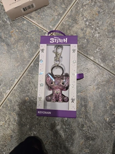 NEW IN BOX Disneys Lilo & Stitch Angel dark pink rhinestone keychain