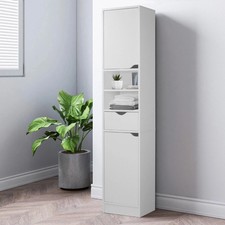 Slimline Bathroom Tallboy Free Standing Cabinet Tall Storage Cupboard White
