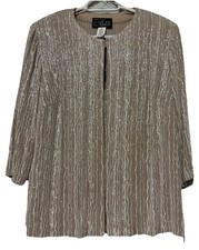 Alex Evenings Rhinestone Beaded Jacket Blouse Matching Top Sleeveless Blouse M/L