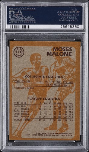 1981 TOPPS MID-WEST #110 MOSES MALONE PSA 8 - Picture 2 of 2