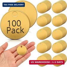 100 Pcs 1.25 Inch Solid Brass Tags for Stamping round Brass Key Tags Blanks with