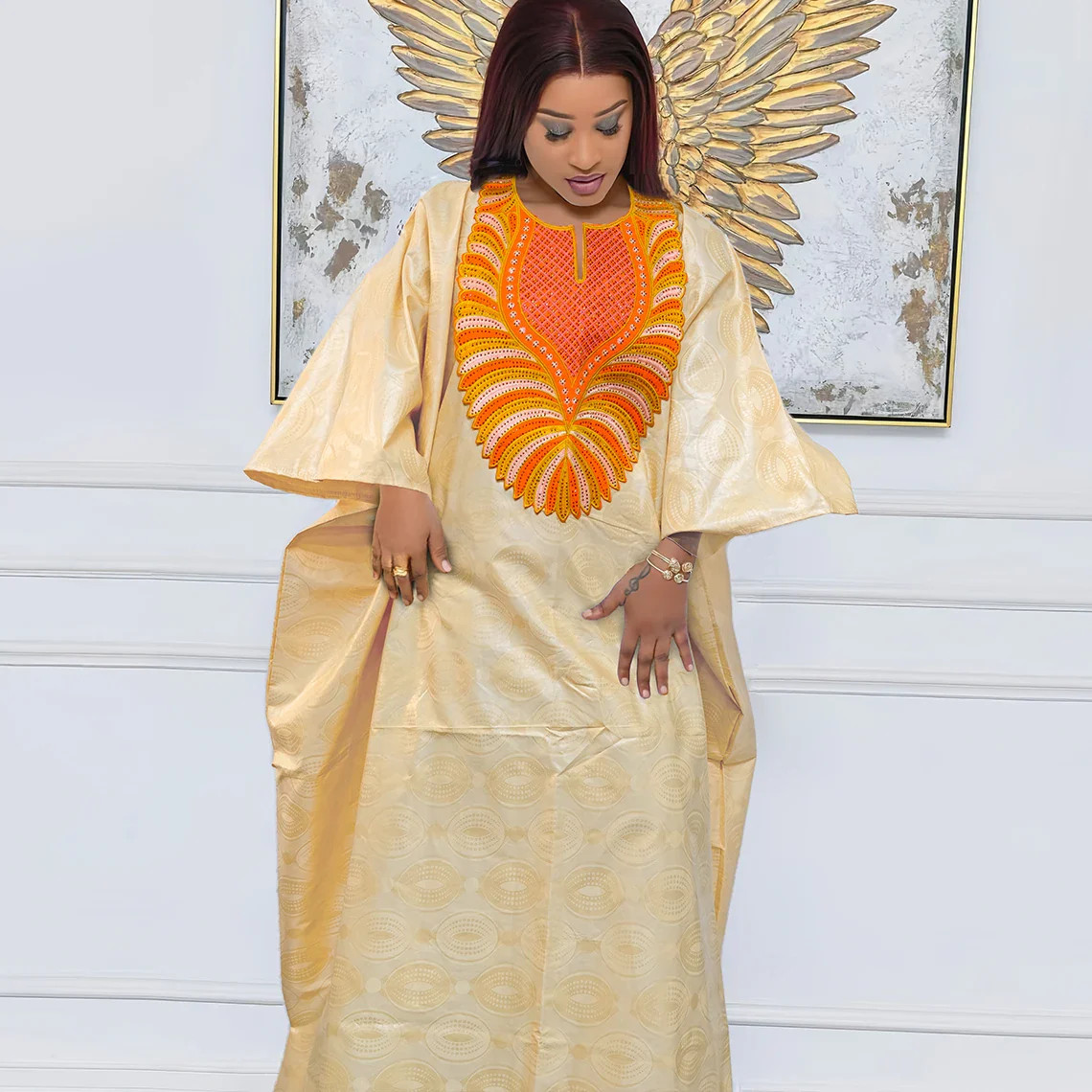 African Women's Bazin Riche Boubou Dress | Dashiki Wedding Gown Robe | 11
