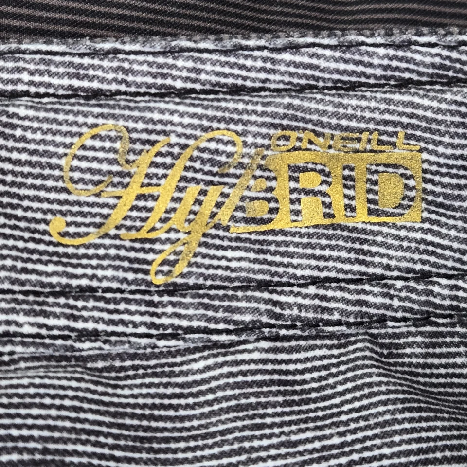 Pantalones Cortos O'Neill Hombre 40 Gris Logo Bordado Rayas Chino Híbrido Botón 11" Foto 3 de 4