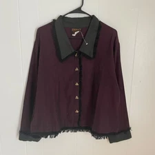 Vtg Purple Fringe Jacket L Kindred Spirit Festival Boho Grunge Indie Artsy