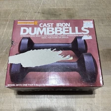 Vintage Generation II 3 Lb. Pair Of Cast Iron Dumbbells (6 Lbs.Total)
