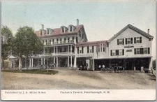 1912 Peterborough, New Hampshire Postcard TUCKER'S TAVERN Hotel / Street View