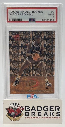 1992-93 Ultra All-Rookies #7 Shaquille O'Neal Rookie Card PSA 9 Magic RC AM
