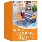 GONGSHI Vacuum Storage Bags for Clothing, 6-Pack, Large 6 Large