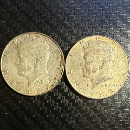 2 Kennedy Half Dollars 1967 Circulated US Coins 50C Uncertified Lot