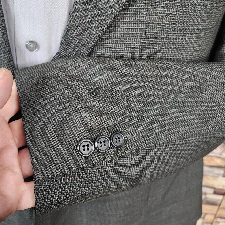 Traje Hart Schaffner Marx 2 Piezas Para Hombre 44R 38X32 Gris Pata de Gallo Lana Foto 4 de 4