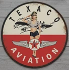 Texaco Aviation Gasoline 12" Diameter Vintage Novelty Metal Sign Made In USA