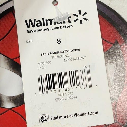 Marvel Boys Spiderman Hoodie Sweatshirt Size Medium (8) Hooded Gray NEW - Picture 8 of 8