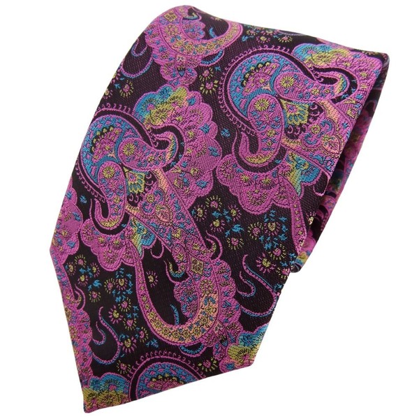 Tigertie Krawatte Lila Rosa TüRkis Paisley - Binder Tie Schlips-image
