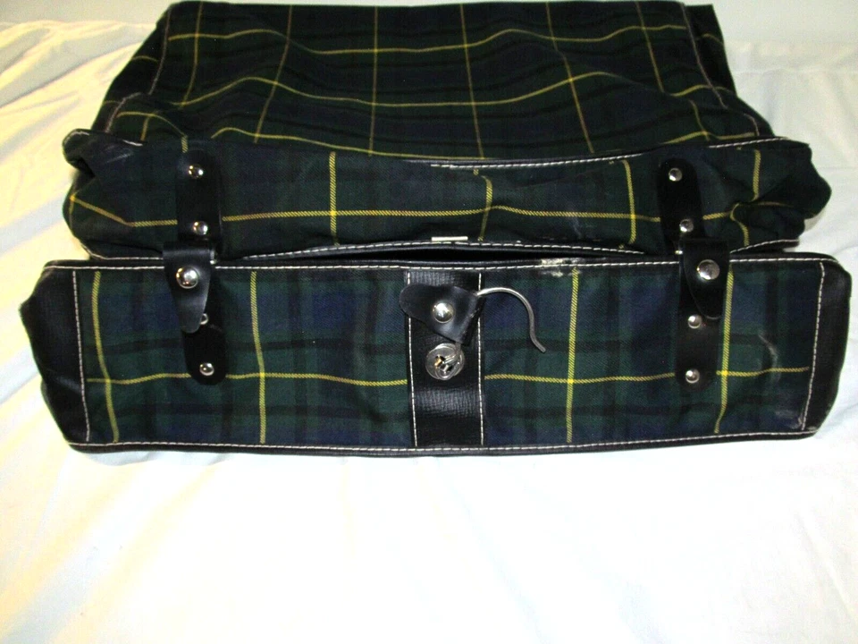 Vintage Atlantic Garment Bag Blue/Green/Black/Yellow Tartan Scotch Plaid - Image 2 of 4