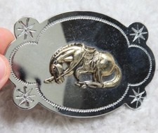 Rodeo Bucking Bronco Belt Buckle Silver Gray Solid Metal Men's Mirror Finish BB8