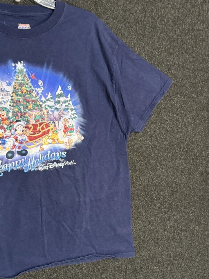 Camiseta Gráfica Navidad Azul Marino Felices Fiestas Parques Disney WDW Talla XL Foto 4 de 4