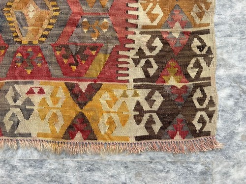 Vintage Handmade Turkish Kilim Rug Oriental Wool Anatolian Kilim Rug 122 x 91 cm - Picture 13 of 14