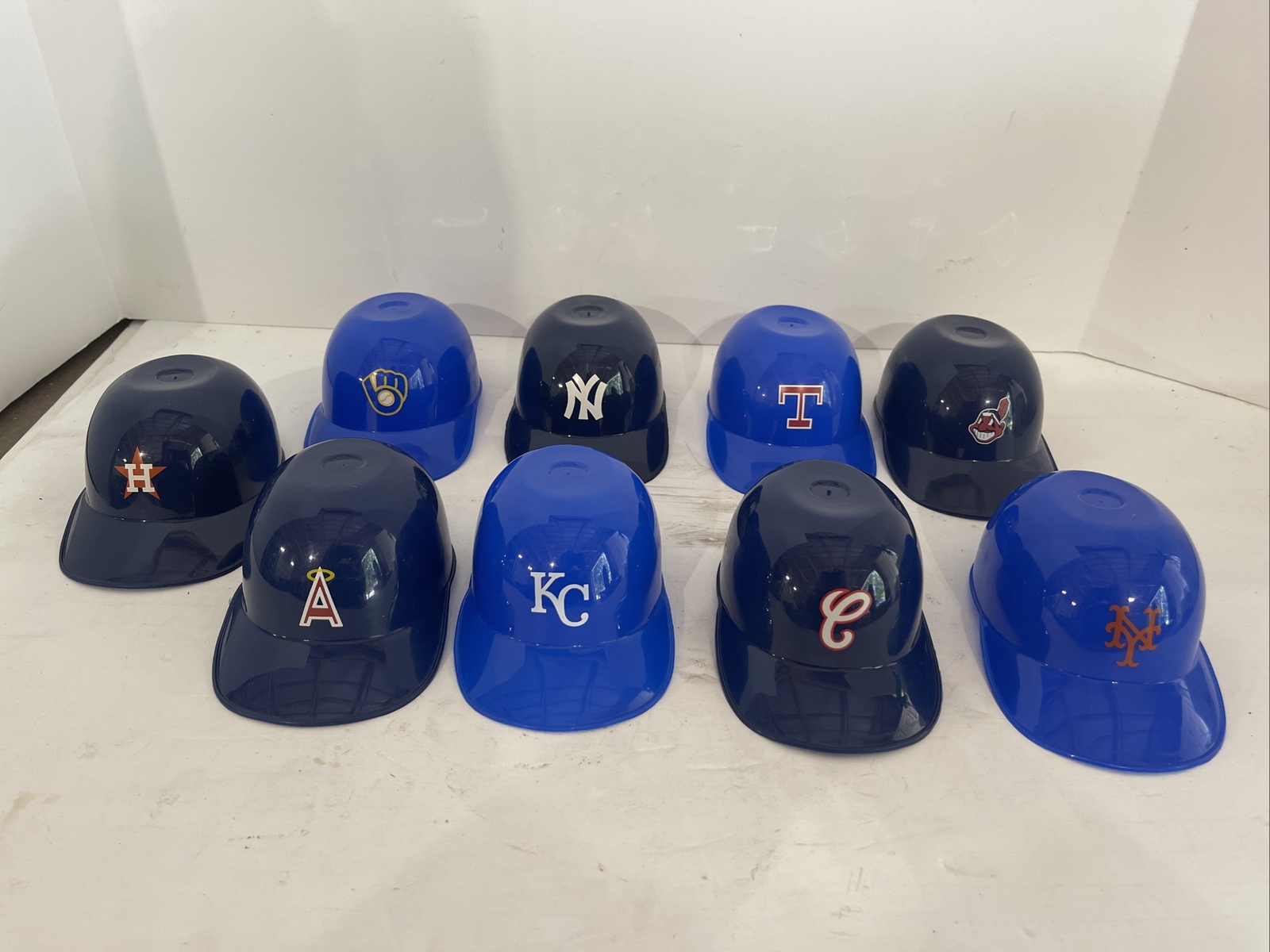 (9) Vintage 80's LRICH Baseball Mini Helmets Plastic MLB Hats Set of 9