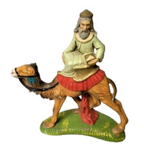 Re Magio Bianco Sul Cammello Personaggio Presepe Magi Decorazione Natale 25 Cm