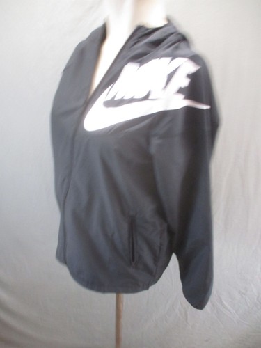 NIKE Size L Kids Unisex Black Full Zip Stand Collar Zip Pocket Track Jacket 425 - Picture 3 of 12