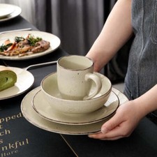 Tableware set "Retro" for 4/8/12 people Grey stoneware dinner service