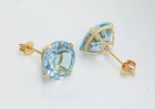 GENUINE 8.80 Cts AQUAMARINE STUDS EARRINGS 14K YELLOW GOLD - Free Appraisal -NWT — photo 5